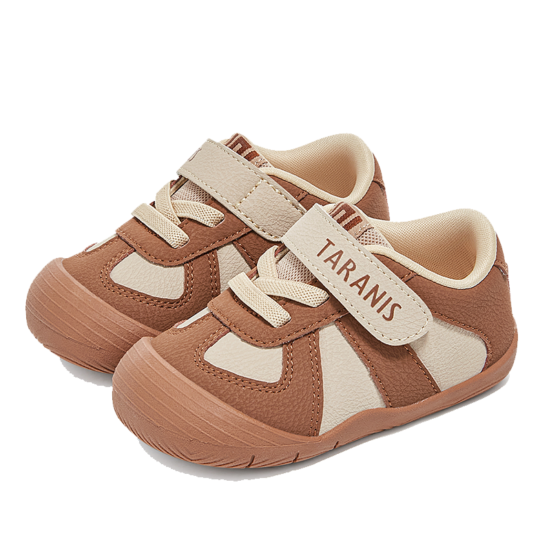 TARANIS 1 Stage Cream Toddler Walking Shoes for Boys and Girls with Wide Toe and Soft Bean Fiber Insole