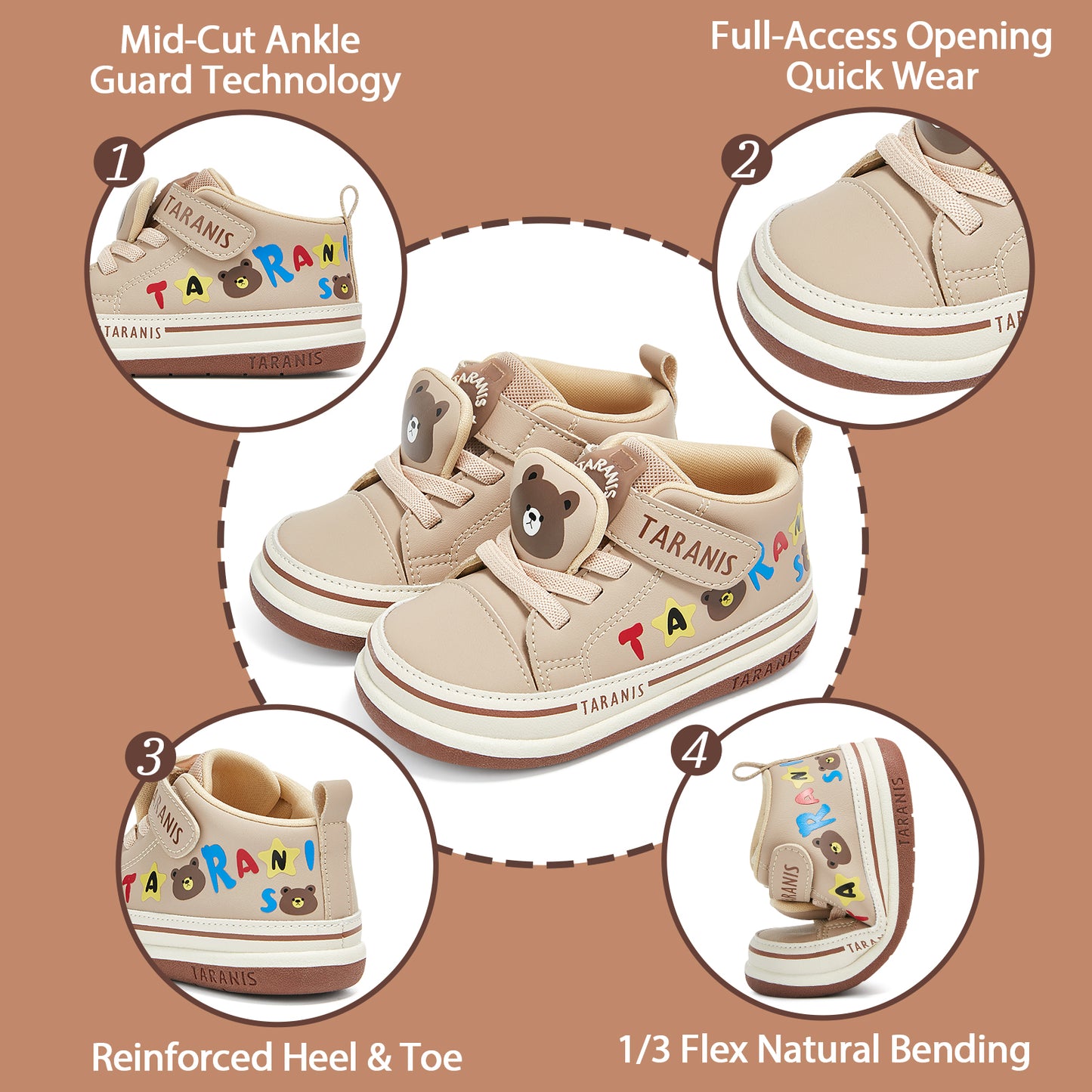 TARANIS Toe Shield Toddler Sneakers Flex Step